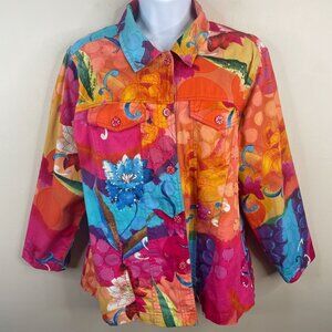 Vintage Choices Art To Wear Jacket XLarge Maximalist Bright Vacation Travel